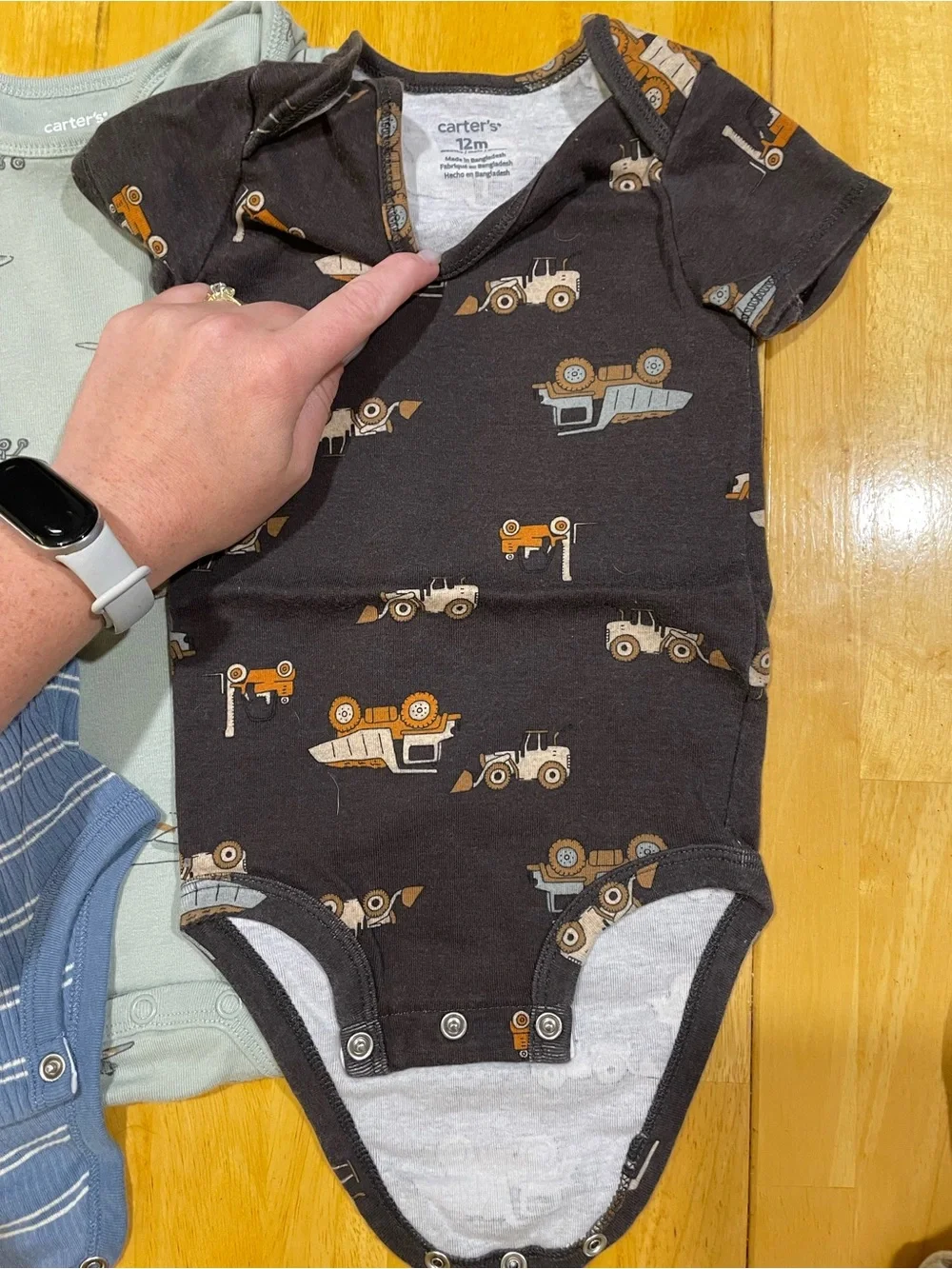 Carter's Blue, Light Green, Black & Gray Striped and Print Baby Bodysuit Set
